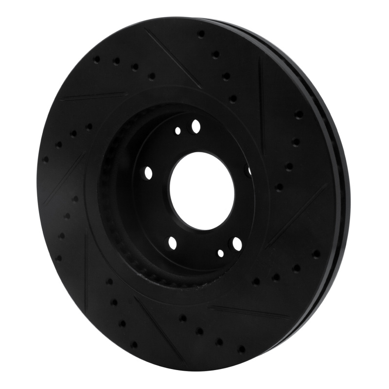 Hyundai Santa Fe Brake Rotor (1) - Front Left - R1 Concepts - Drilled & Slotted - Black - `10-`13